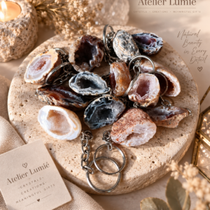 Agaat geode sleutelhanger ruw