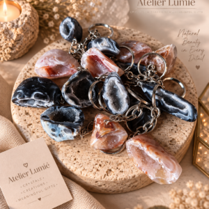 Agaat geode sleutelhangers gepolijst